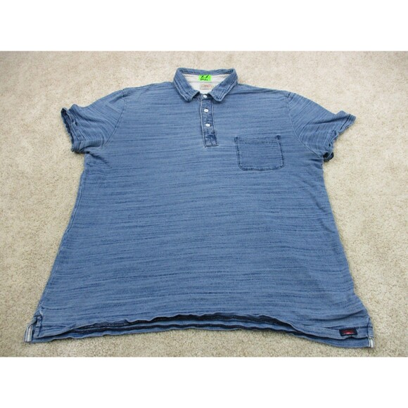 Faherty Other - Faherty Polo Shirt Mens Extra Large XL Blue Indigo Dyed Cotton Short Sleeve *